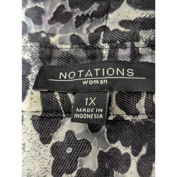 NWOT! NOTATIONS WOMAN! LINEN+! BLACK,TAN SHEER NET JEAN JACKET STYLE TOO! SZ 1X - Picture 7 of 10